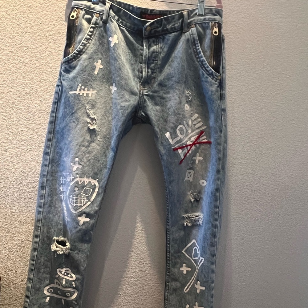 Ron Bass Painted Denim Jeans